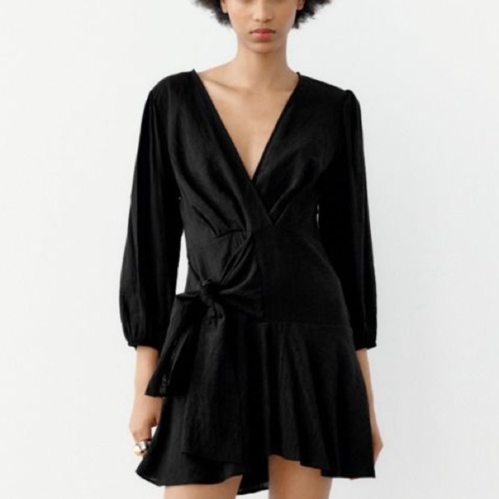 Zara Wrap Black Dress